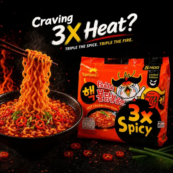 Samyang 3x Spicy Hot Chicken Flavor Ramen Noodles - 140g (5Pcs)